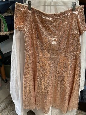 Grace Karen’s   Rose Gold Sequin Off-Shoulder Party Dress